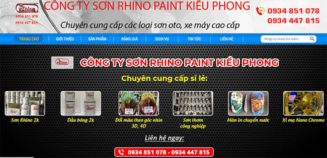 Hình ảnh website của cửa hàng sơn xe máy Kiều Phong